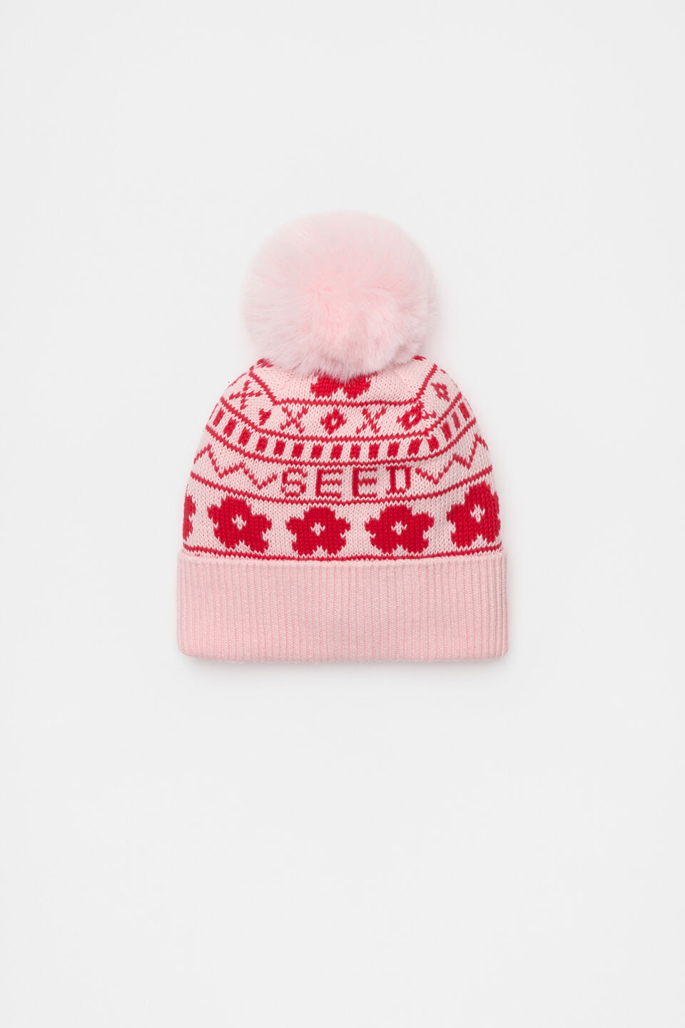 Mini Fairisle Beanie  Rose Petal