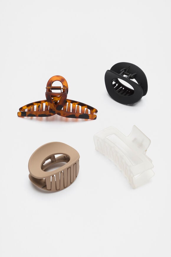 Curved Hair Claw Pack  Dark Tort  hi-res