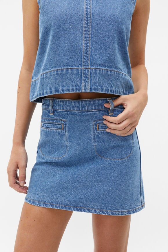 Denim Mini Pocket Skirt  Sea Blue Wash  hi-res