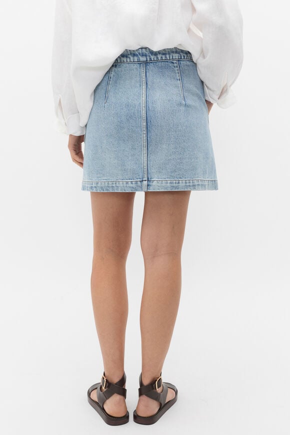 Denim Curve Pocket Mini Skirt  Blue Wash  hi-res