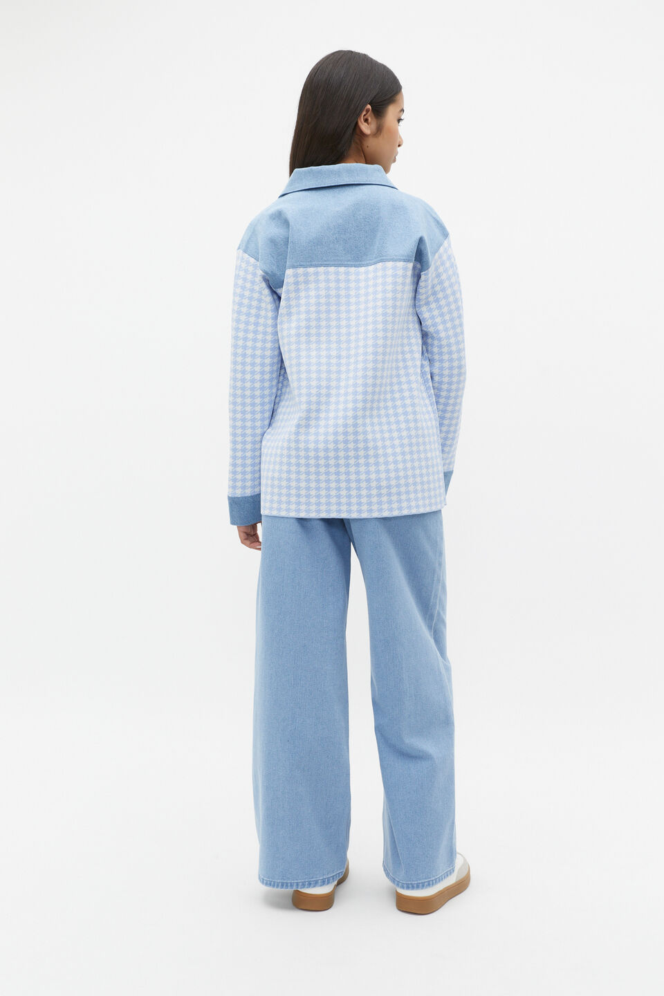 Houndstooth Spliced Jacket  Blue Jay