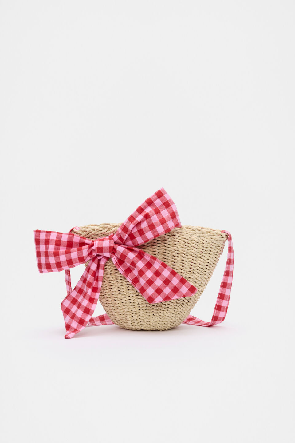 Straw Gingham Bag  Natural