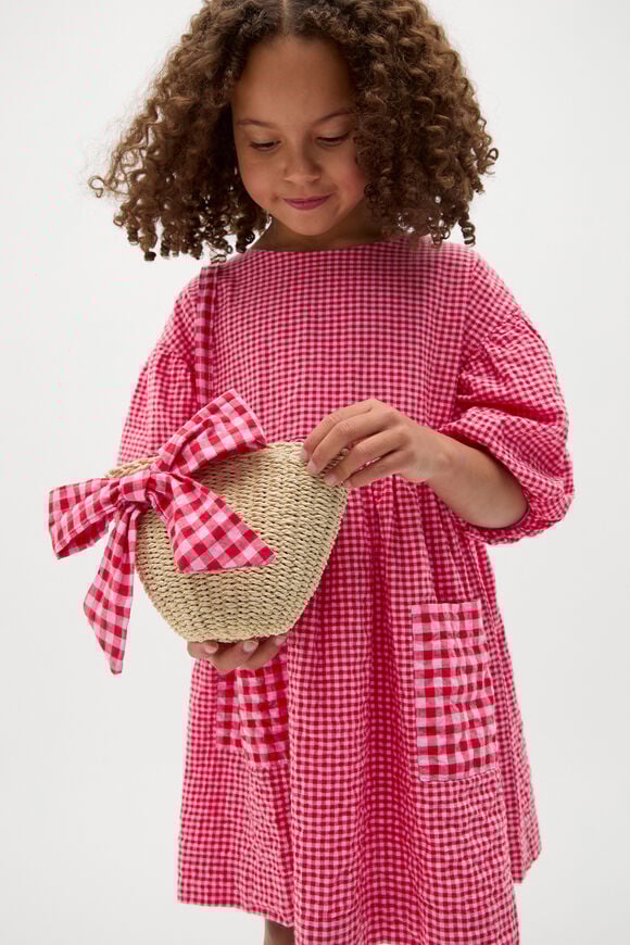 Straw Gingham Bag  Natural  hi-res