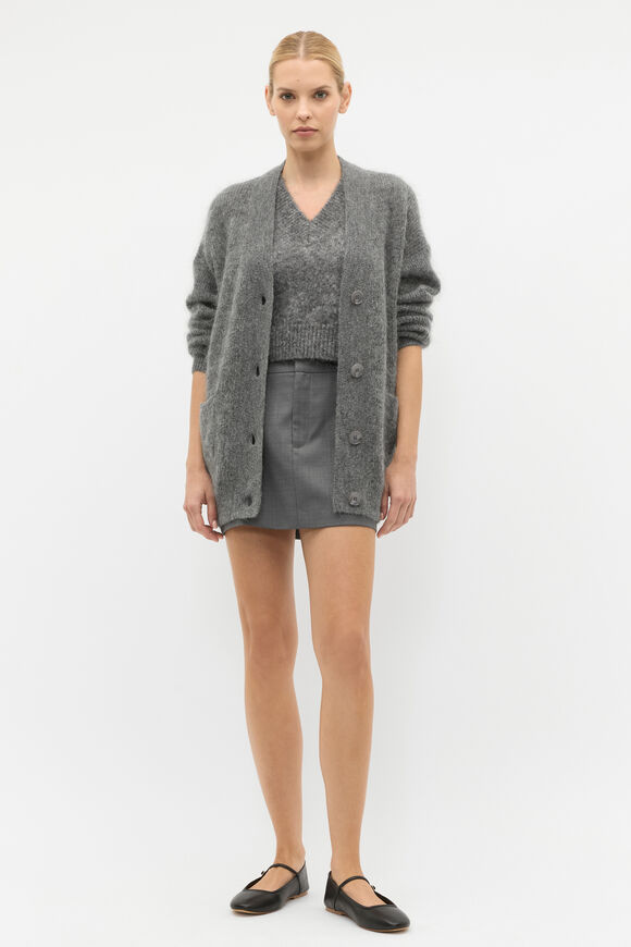 Rib Button Knit Cardigan  Charcoal Grey Marle  hi-res