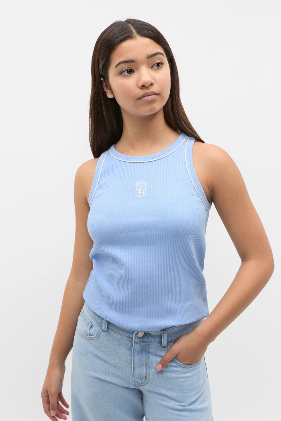 Core Logo Rib Tank  Bright Sky