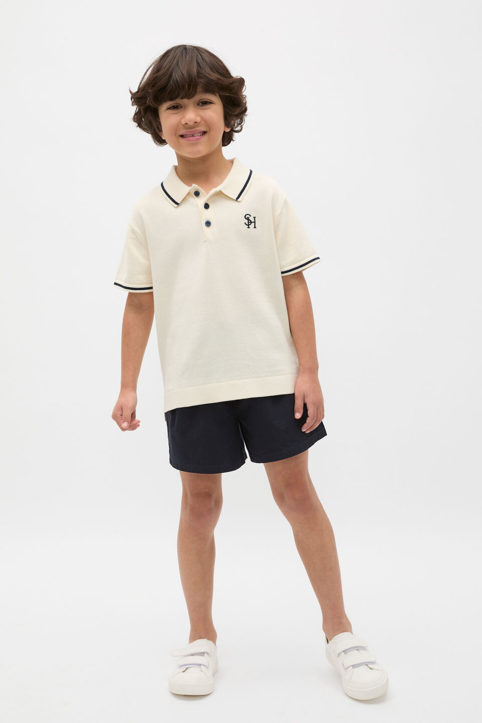 Heritage Knit Polo  Coconut Cream