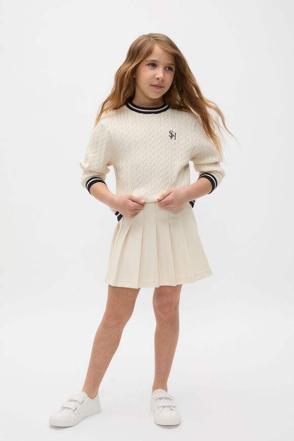 Heritage Cable Knit Sweater  Coconut Cream  hi-res