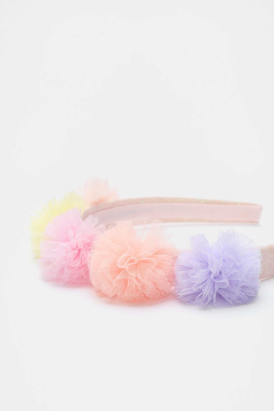 Pom Pom Headband  Cherry Blossom
