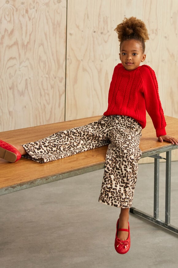 Cable Knit Sweater  Chilli Red  hi-res