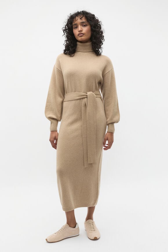 Tie Knit Midi Dress  Rye Marle  hi-res
