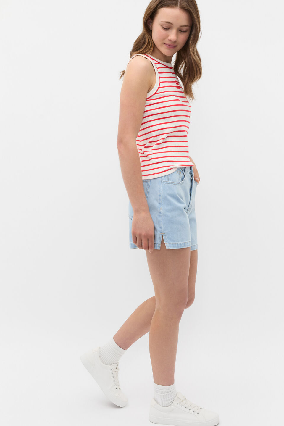 Core Logo Rib Tank  Strawberry Red