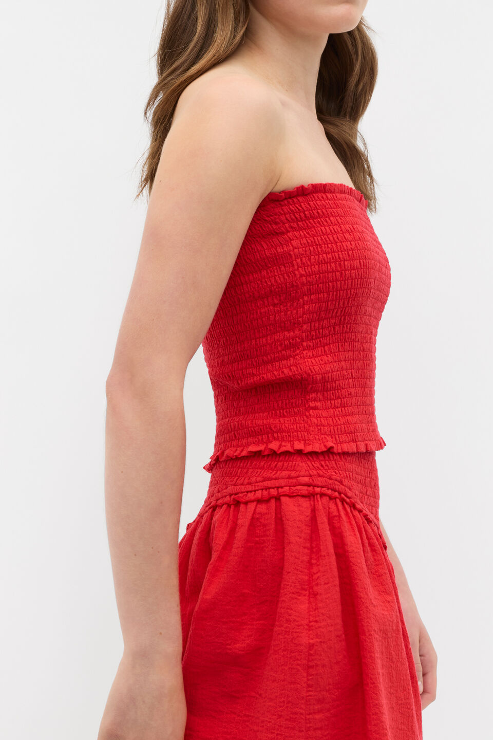 Shirred Top  Strawberry Red