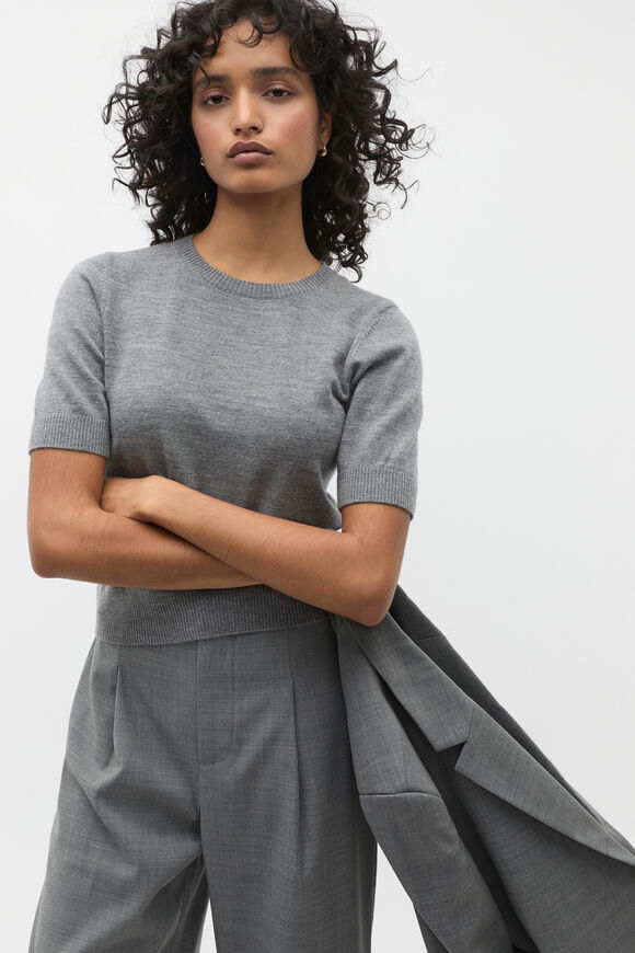 Australian Merino Crew Neck Tee  Wolf Marle  hi-res