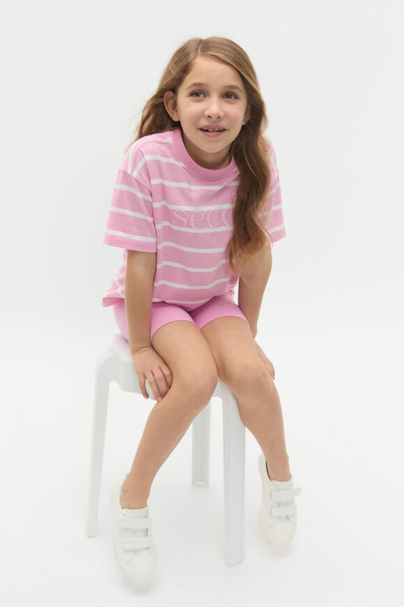 Core Stripe Logo Tee  Candy Pink  hi-res