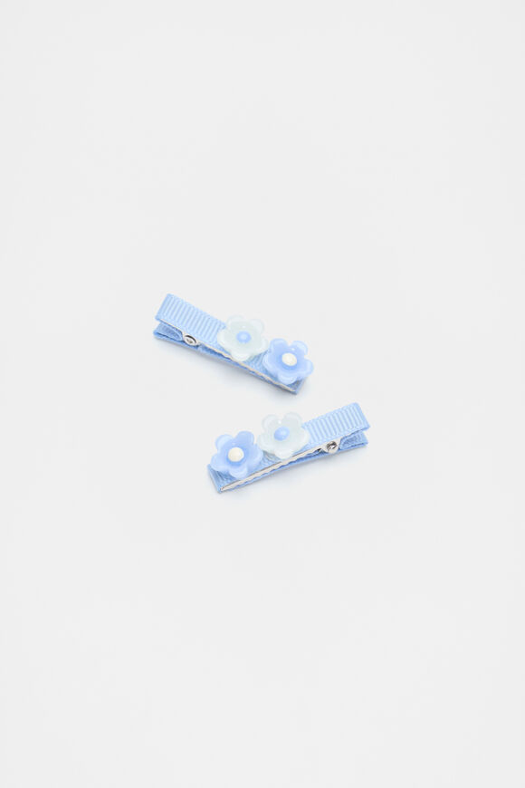Mini Flower Duck Clips  Luna Blue  hi-res