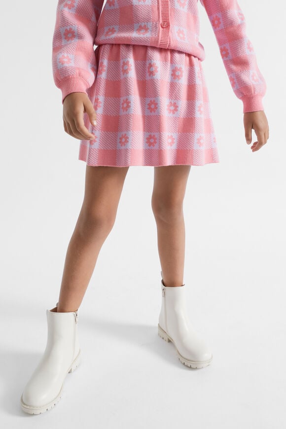 Check Knit Skirt  Peach  hi-res