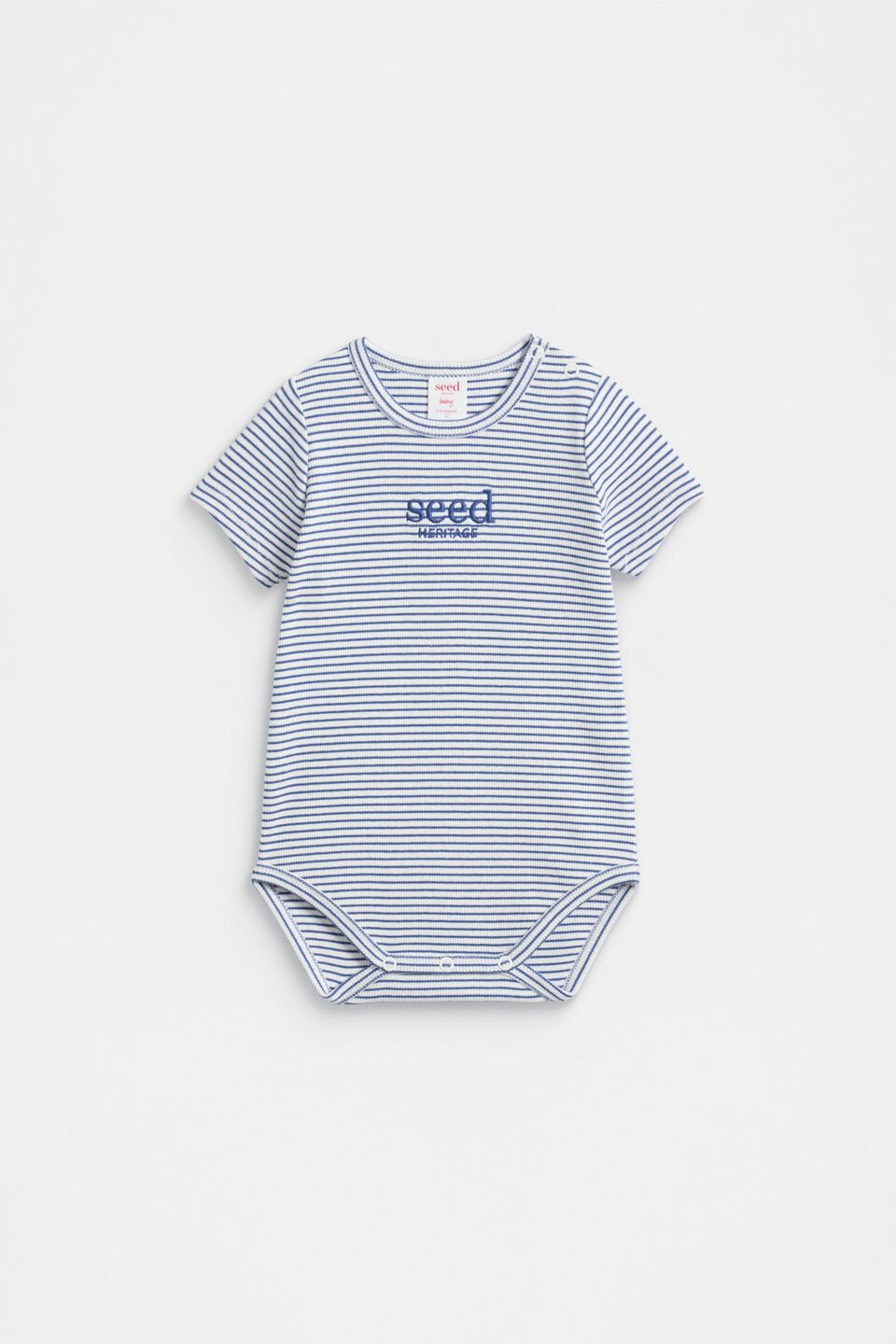 Core Rib Logo Bodysuit  Navy Stripe