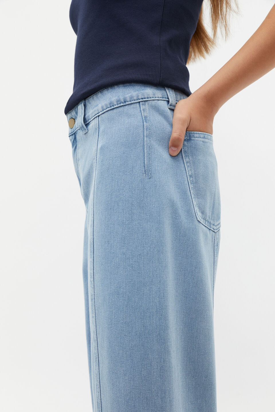 Wide Leg Jean  Clean Blue Wash