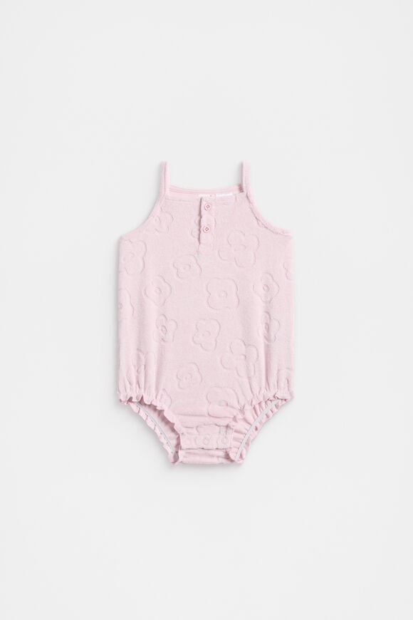 Terry Flower Romper  Berry  hi-res