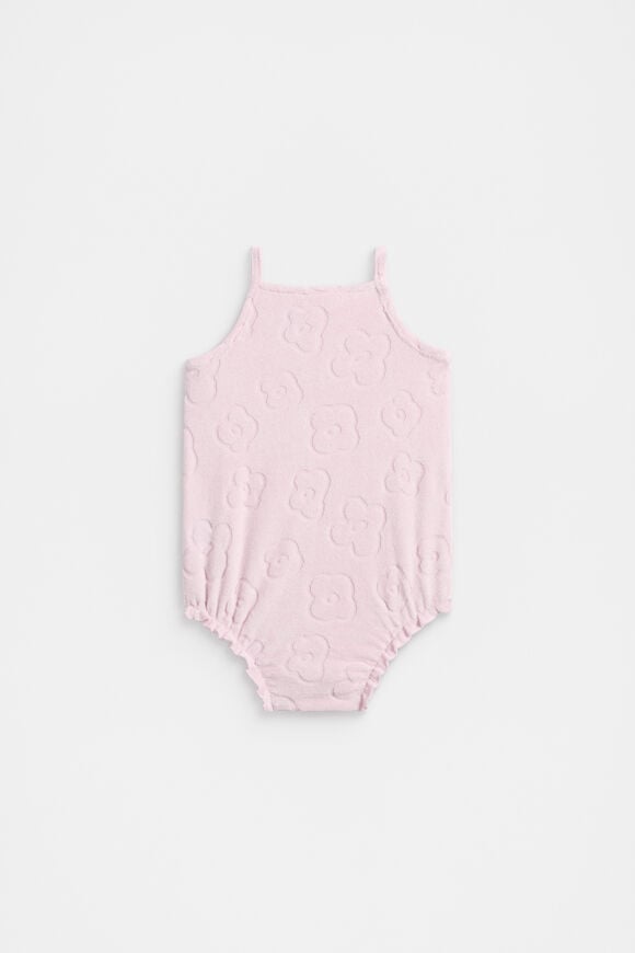 Terry Flower Romper  Berry  hi-res
