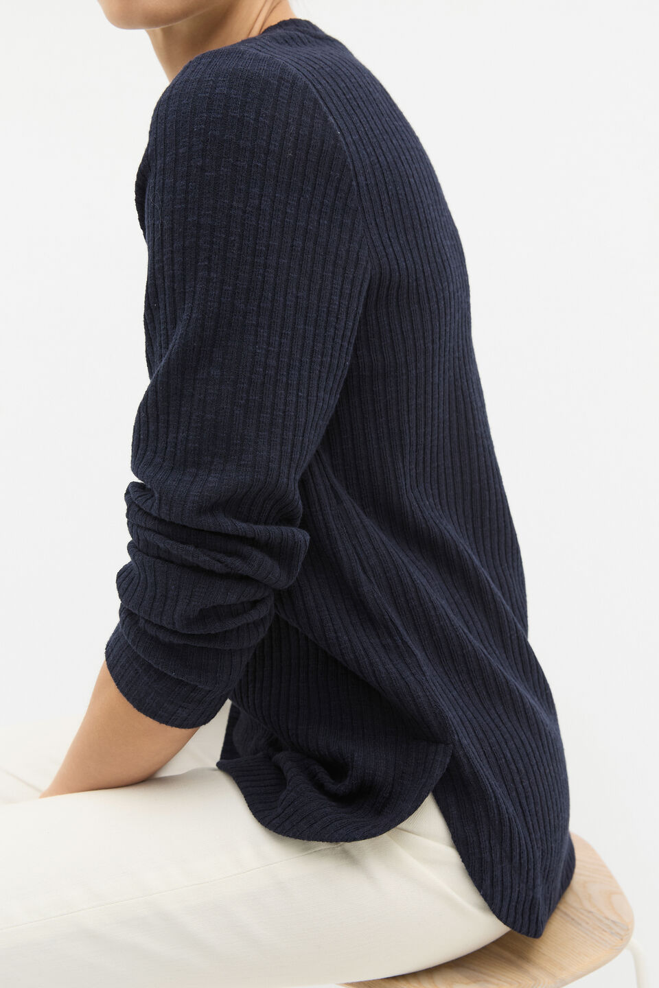 Textured Long Sleeve Top  Twilight Blue Twist