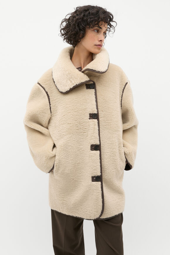 Contrast Trim Teddy Jacket  Teddy  hi-res