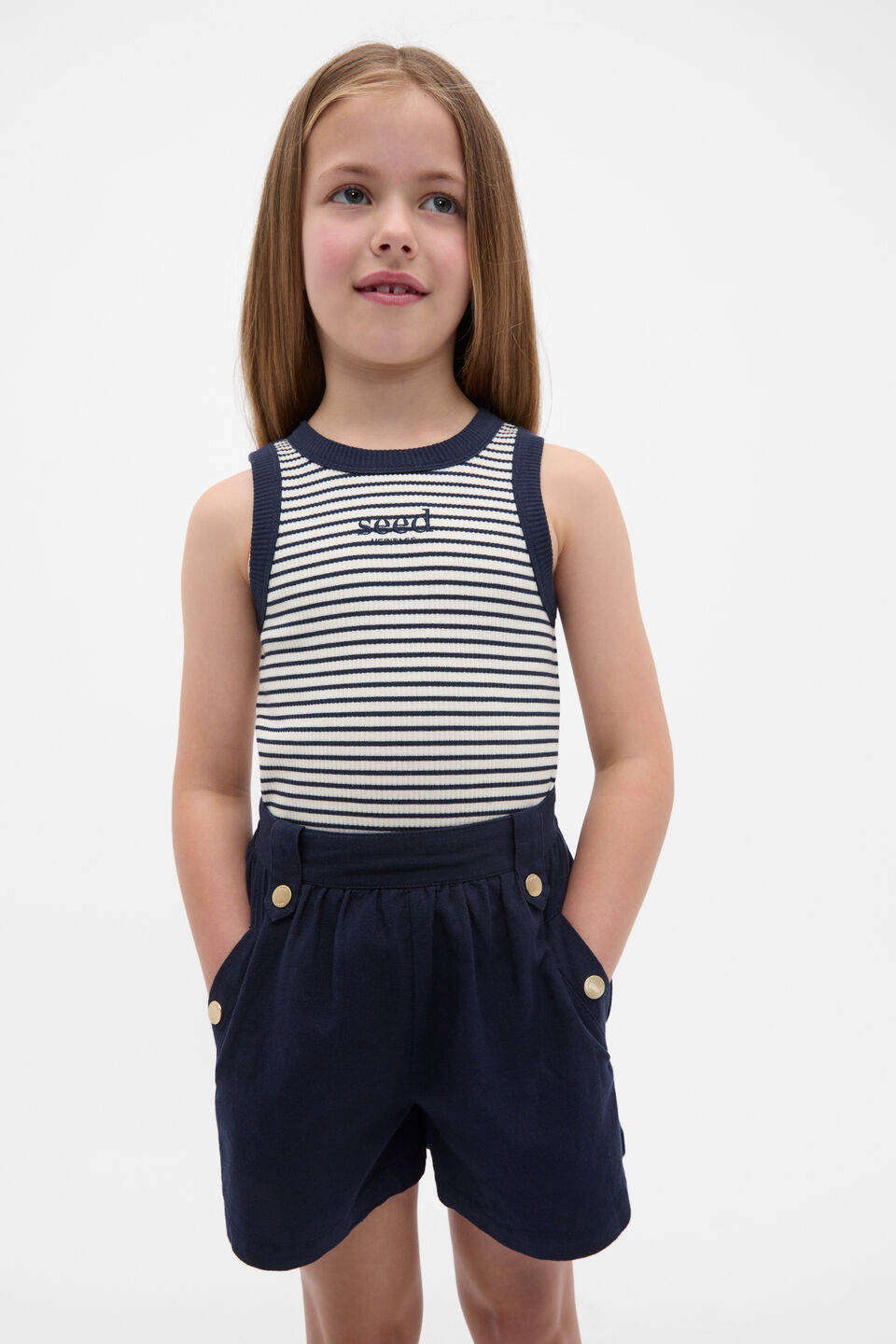 Core Logo Rib Tank  New Navy