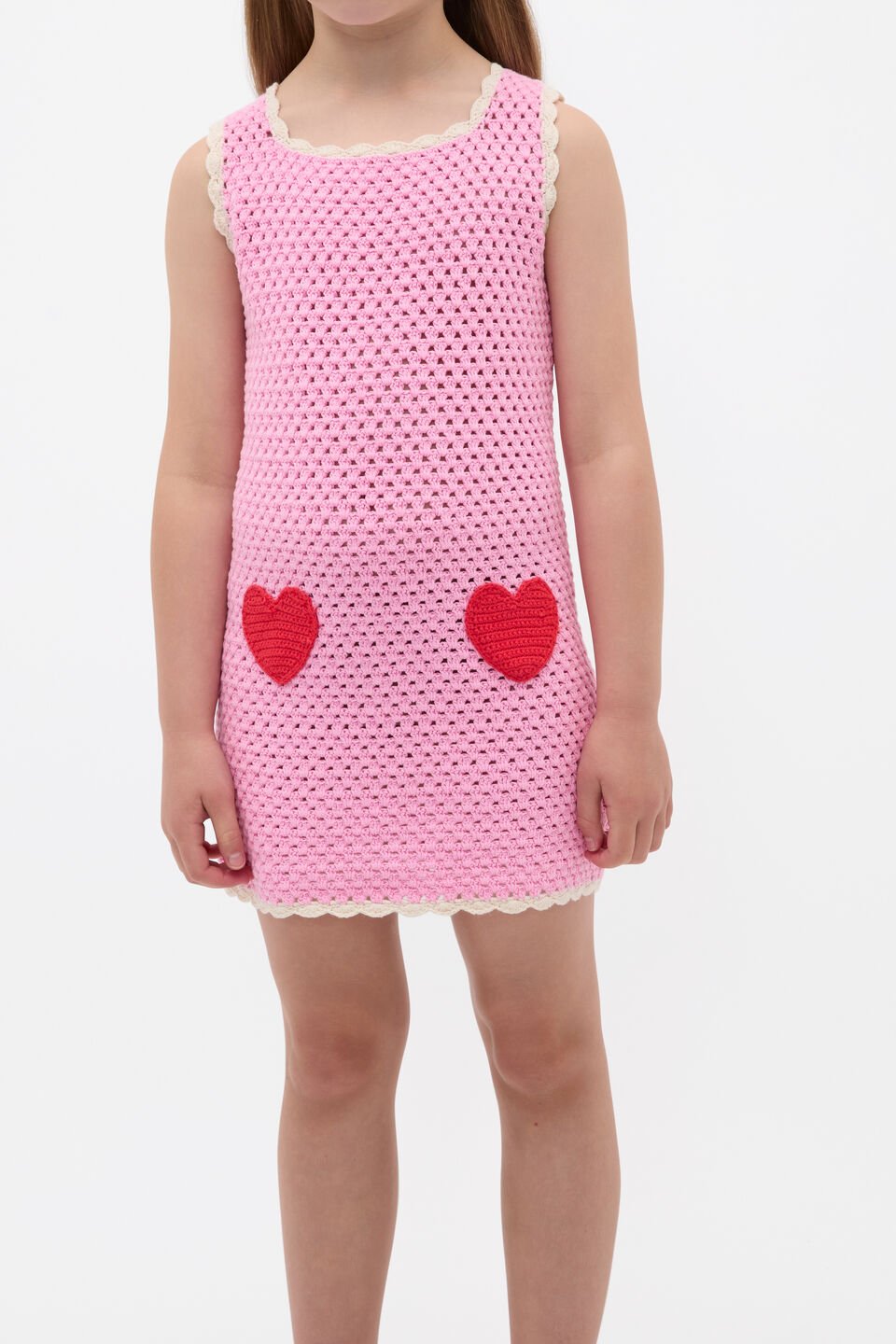 Heart Crochet Dress  Candy Pink