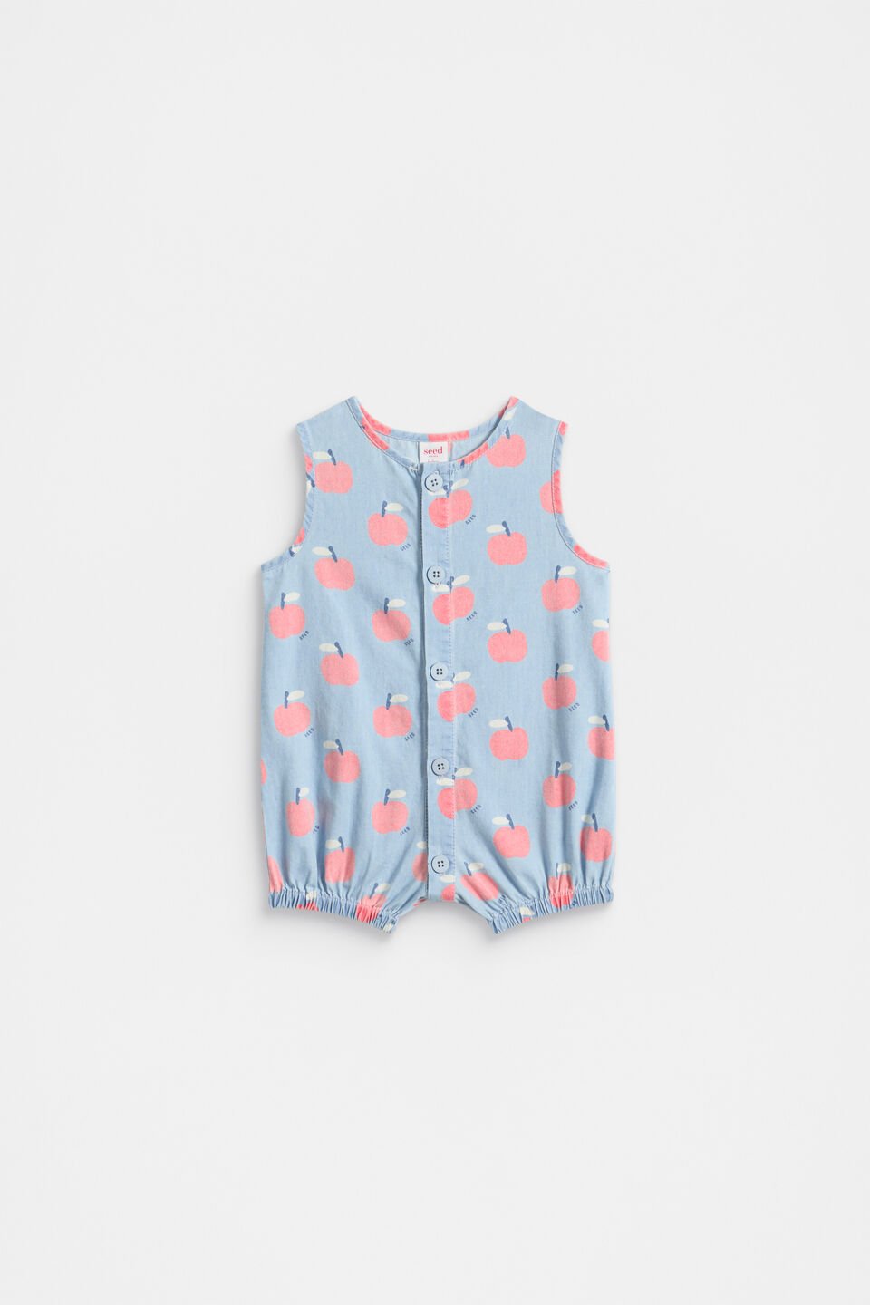 Chambray Apple Romper  Multi