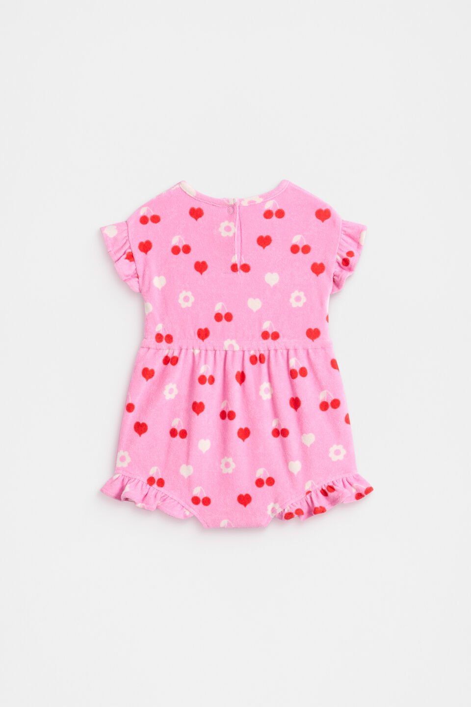 Cherry Heart Romper  Candy Pink