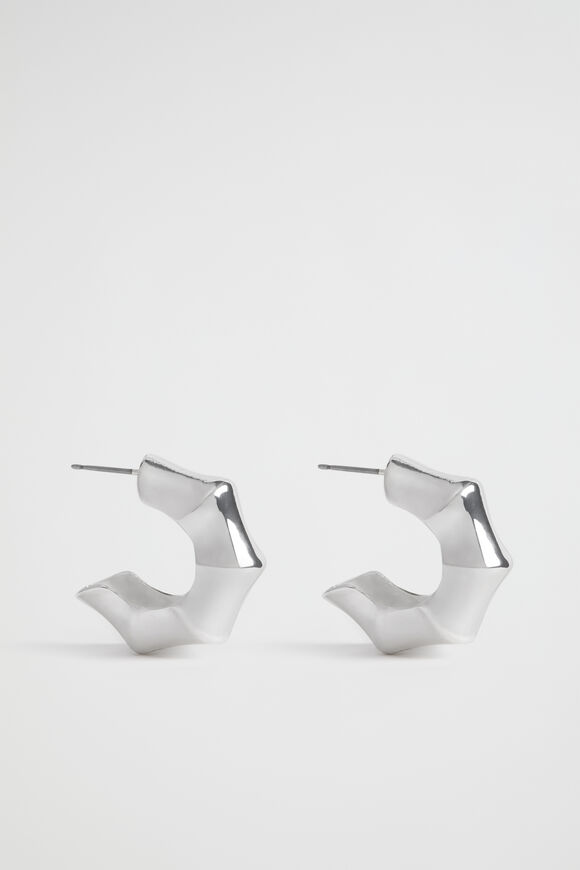 Small Angular Hoop  Silver  hi-res