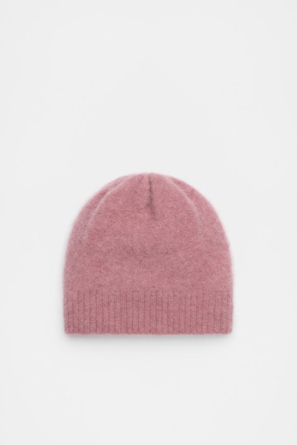 Fluffy Textured Beanie  Mauve  hi-res