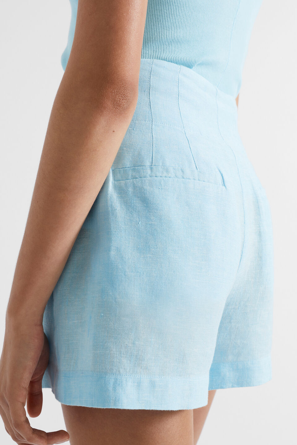 Core Linen Waisted Short  Shimmer Blue Crossdye