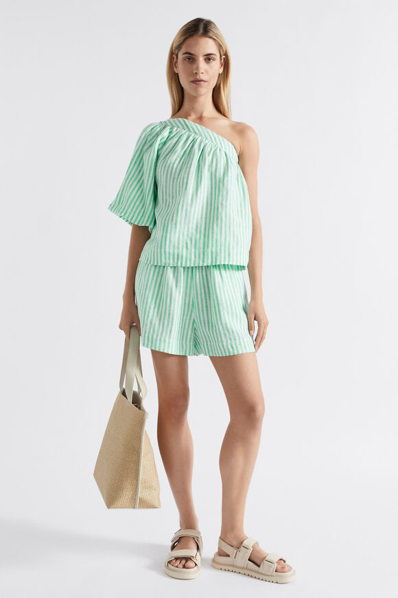 Linen Tie Short  Key Lime Stripe  hi-res