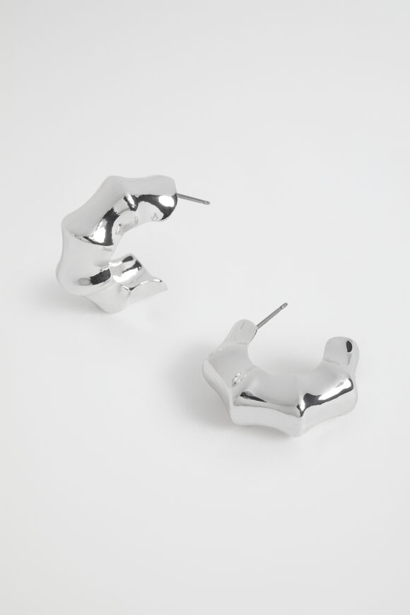 Small Angular Hoop  Silver  hi-res