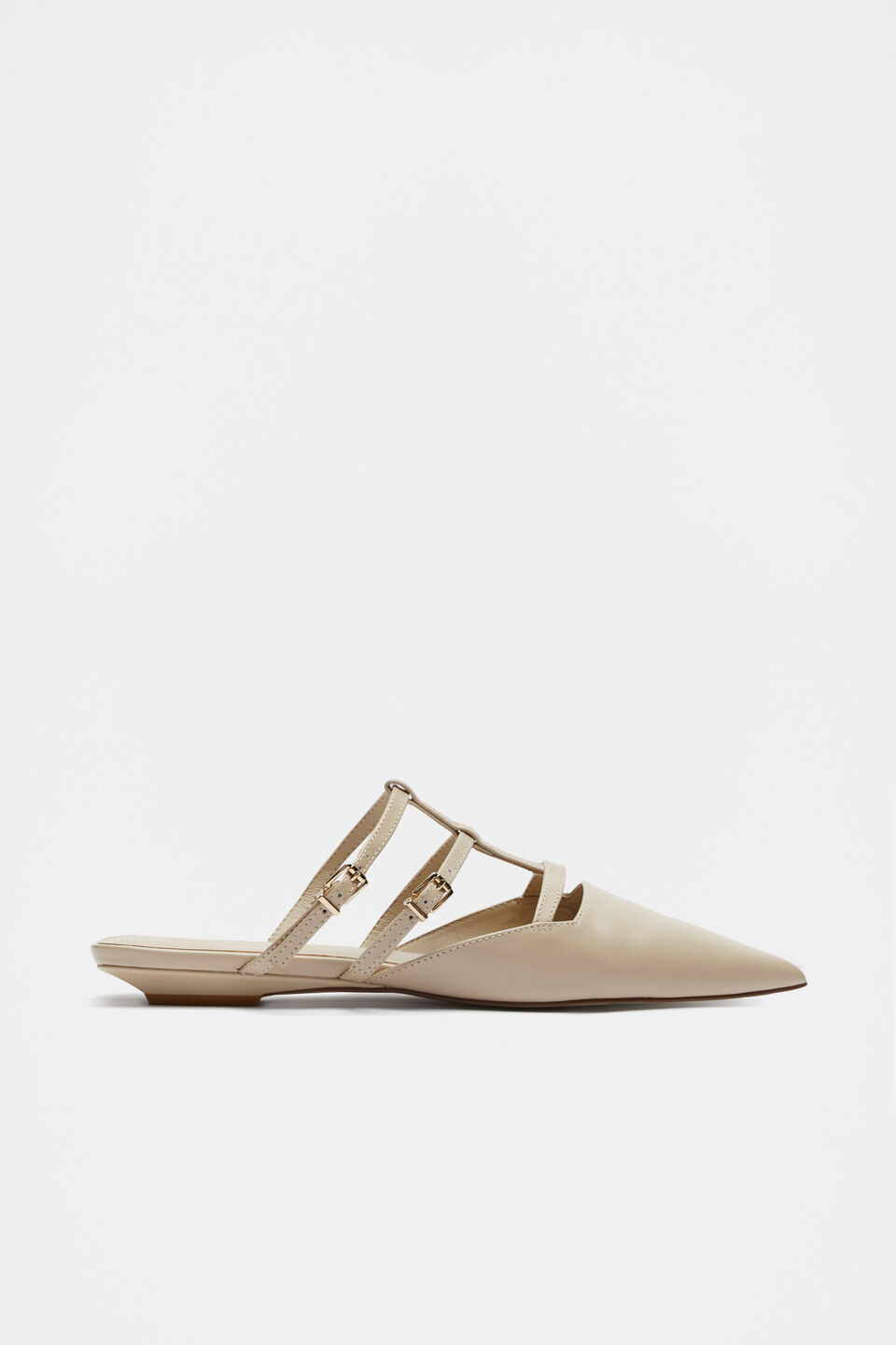 Kara Caged Pointed Flat  Vanilla