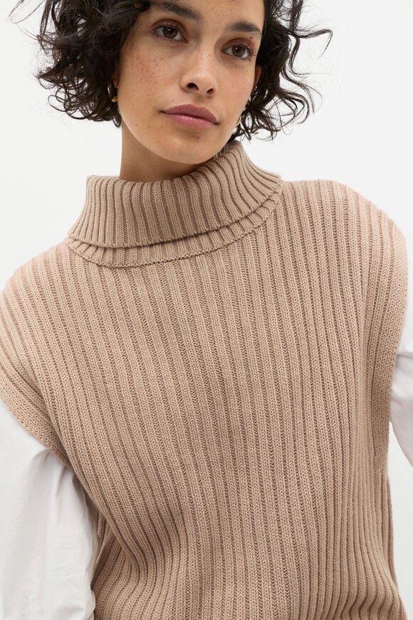 Collar Knit Poncho  Cookie  hi-res