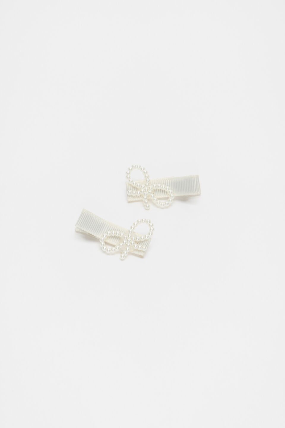 Grosgrain Pearl Bow Duck Clips  Classic Cream