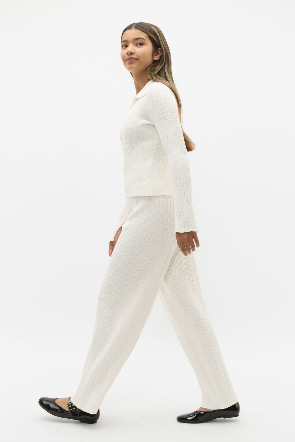 Boucle Knit Top  Light Cream