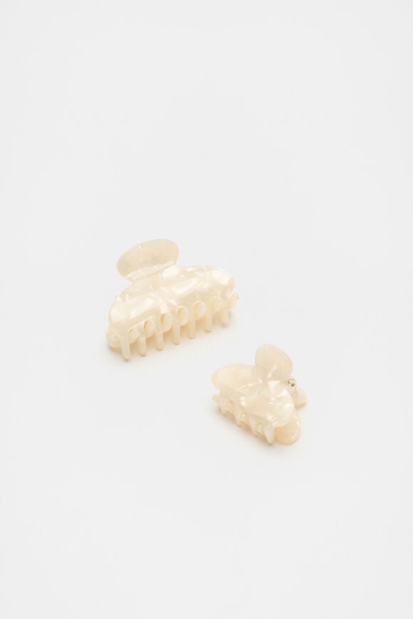 Mini Hair Claw Set  Ivory  hi-res
