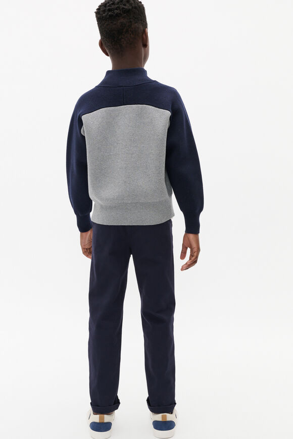 Colourblock Knit Sweater  Storm Marle  hi-res