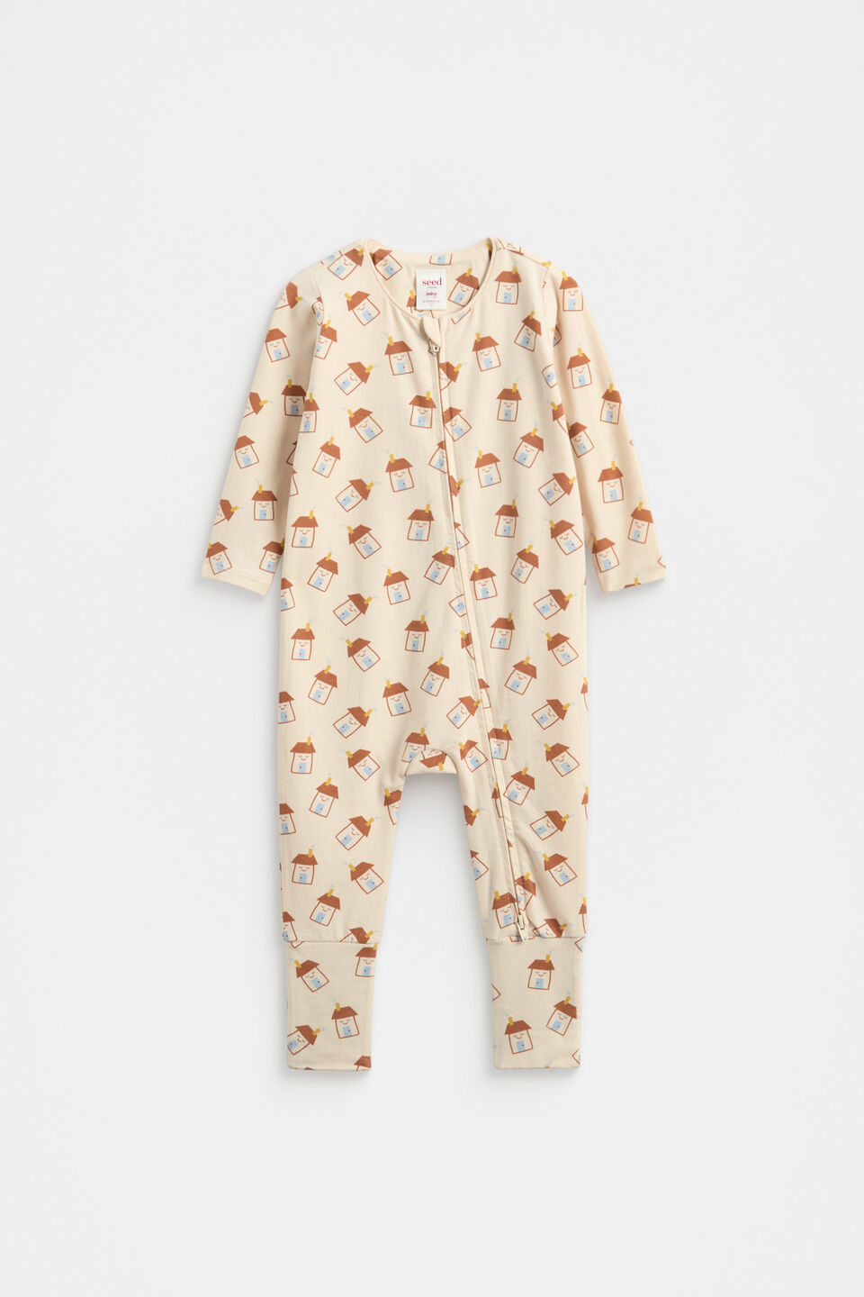 Happy House Zipsuit  Soft Cream