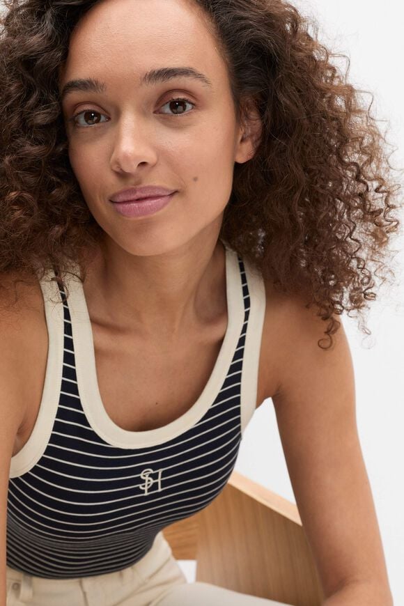 Contrast Fitted Tank  Twilight Blue Stripe  hi-res