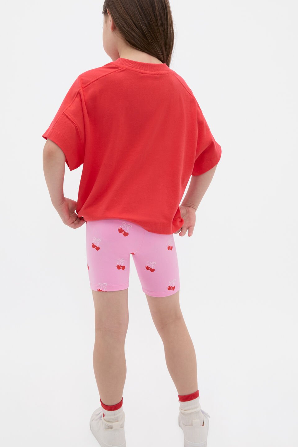 Grid Print Tee  Strawberry Red