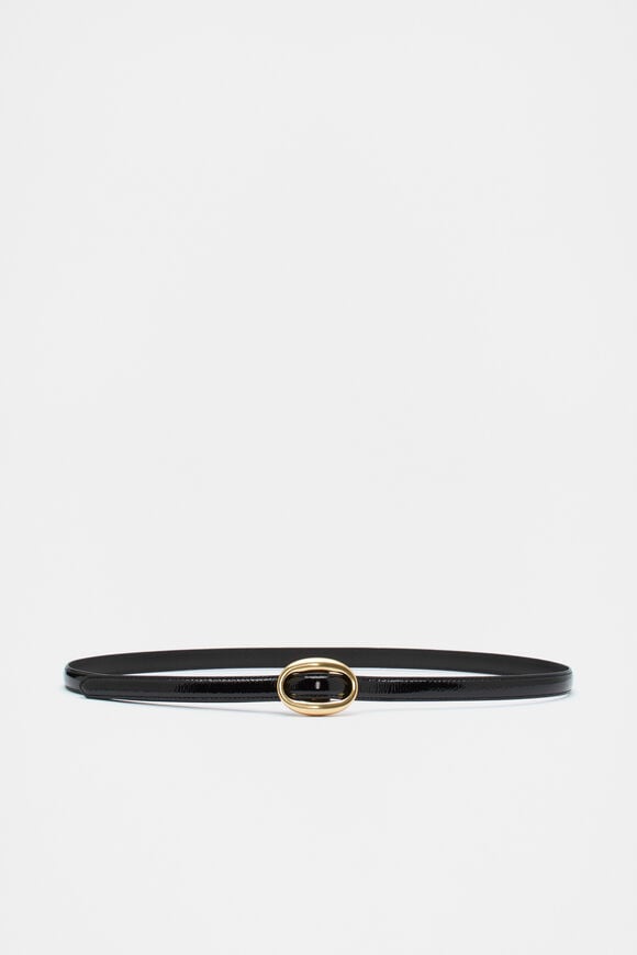 Carmen Oval Buckle Belt  Black Patent  hi-res