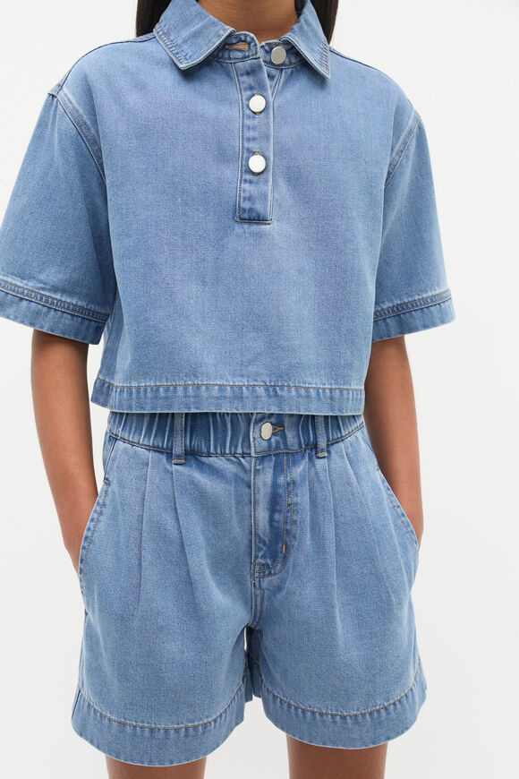 Boxy Denim Shirt  Mid Wash  hi-res