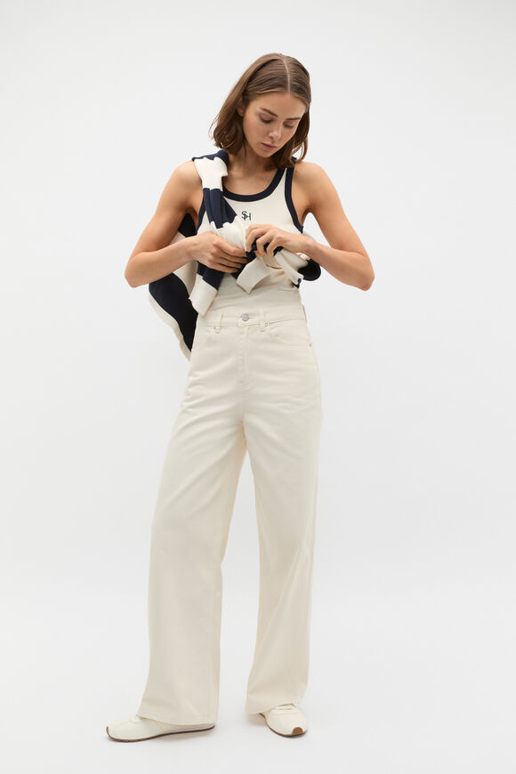 Contrast Fitted Tank  Coconut Cream  hi-res