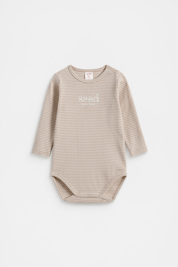 Core Rib Logo Bodysuit  Sand Stripe  hi-res