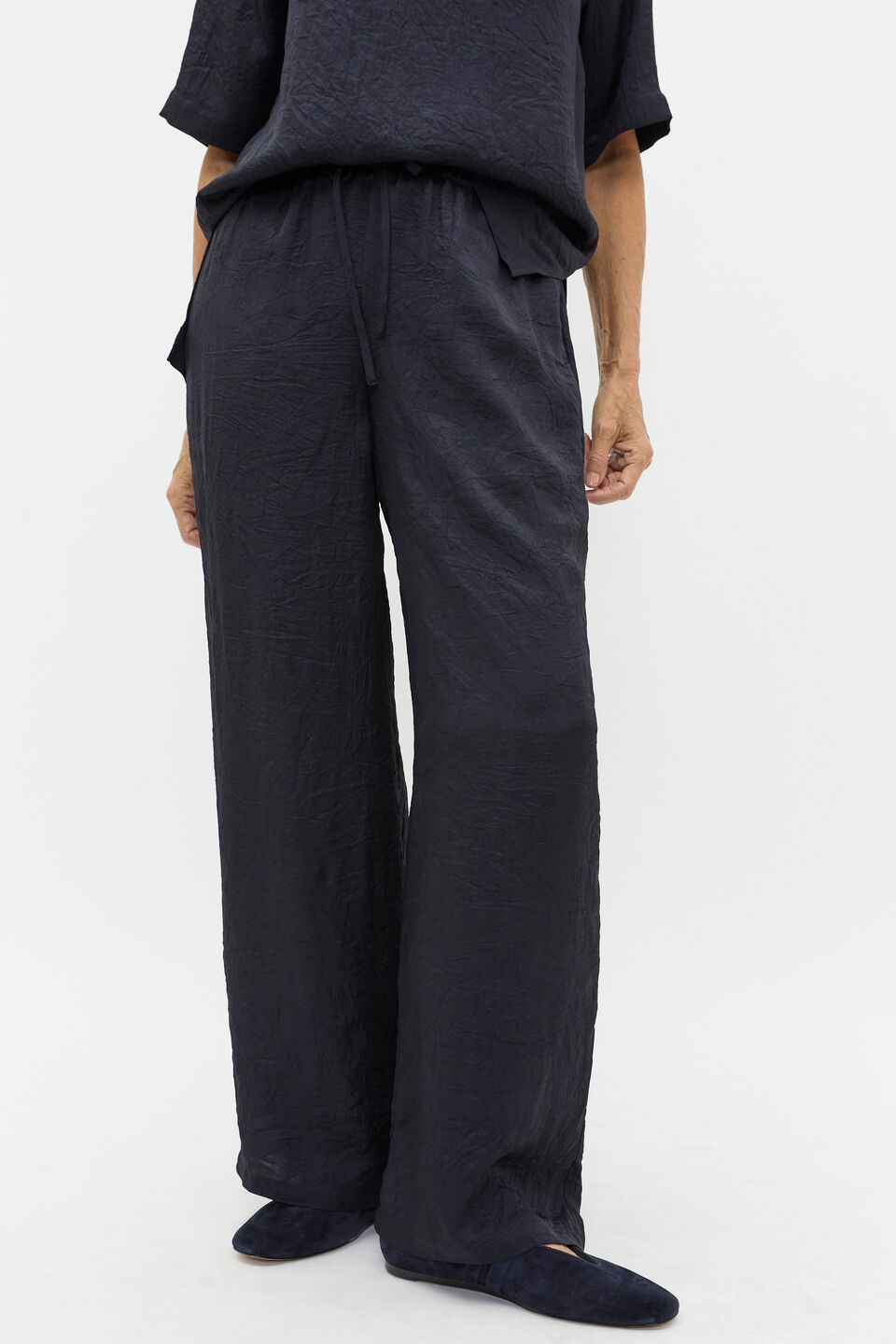 Textured Satin Pant  Twilight Blue