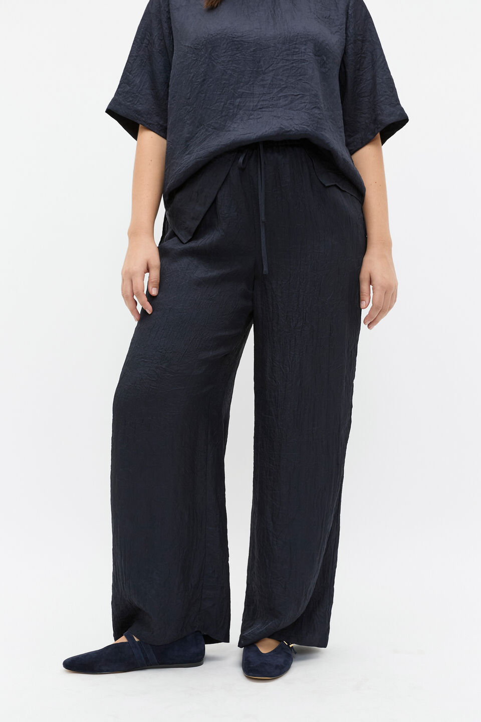 Textured Satin Pant  Twilight Blue